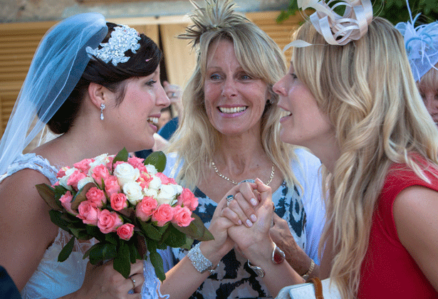 Bride with her wedding guests 