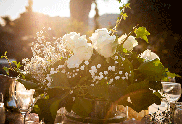 Ivory rose wedding centrepiece 