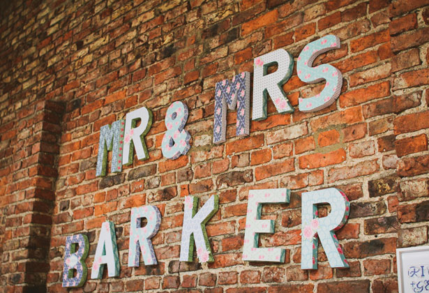 'Mr and Mrs Barker ' sign 