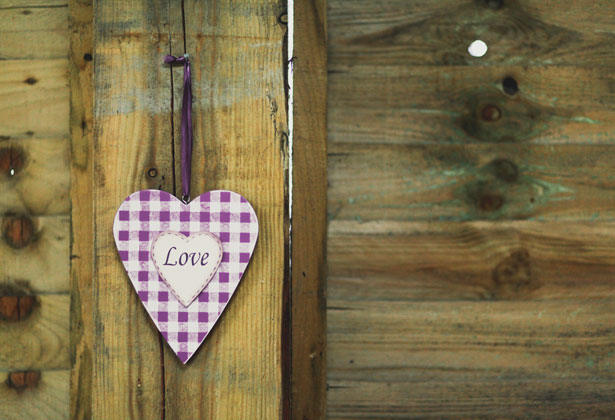 Purple and white checked heart 