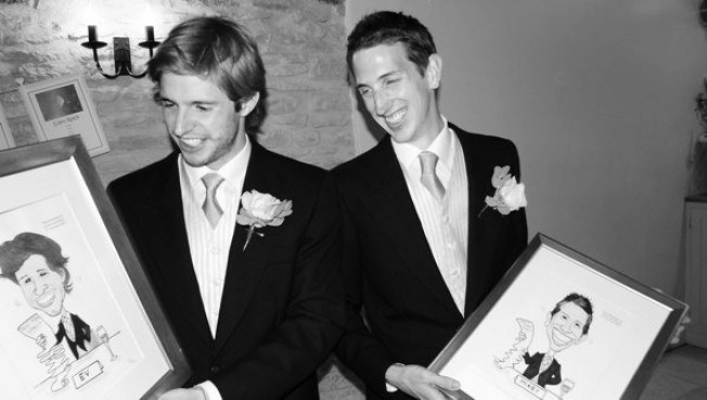 Groomsmen Monochrome Black and White Wedding Caricature