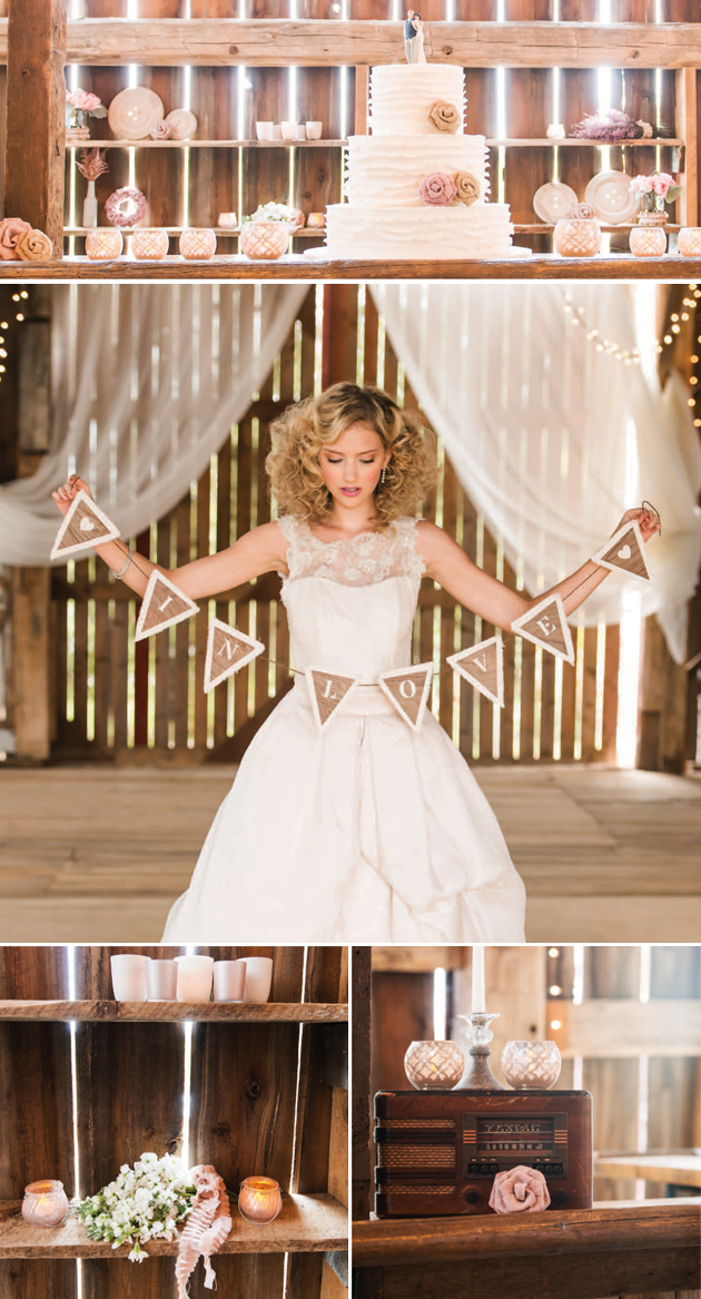 Rustic wedding theme inspiration mood board with Burlap DIY Pennants/Flags, Tealight Holder and Candle Holder