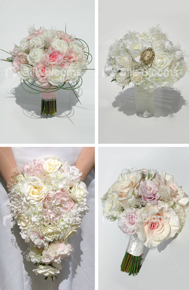 Silk Blooms vintage spring wedding flower bouquets with roses, peonies, ranunculus and hydgrangeas