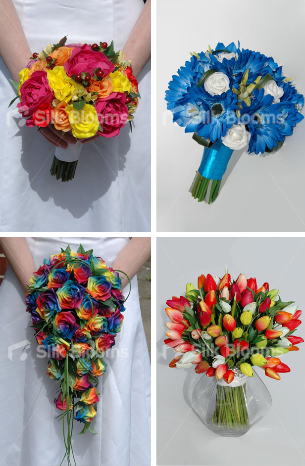 Silk Blooms colour spring wedding bouquets with vibrant, colourful flowers