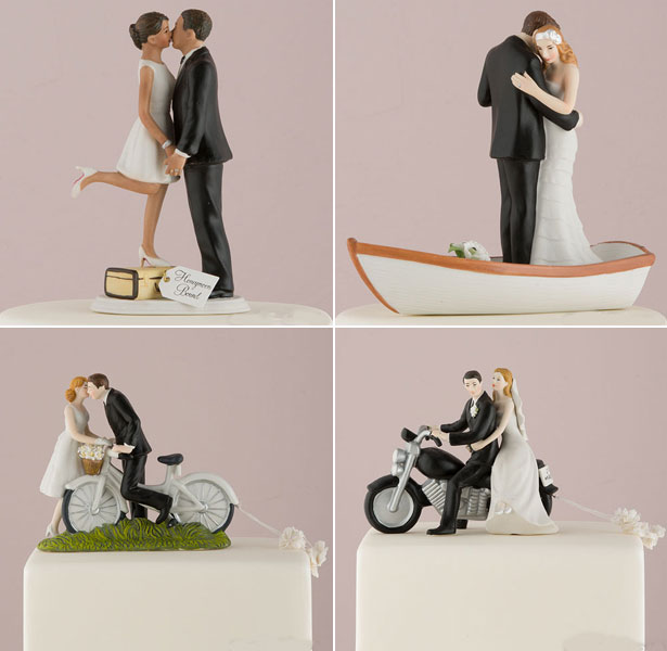 Travel inspired wedding cake toppers