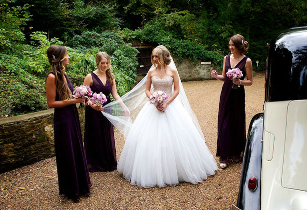 The bride and bridesmaids outside the venue 