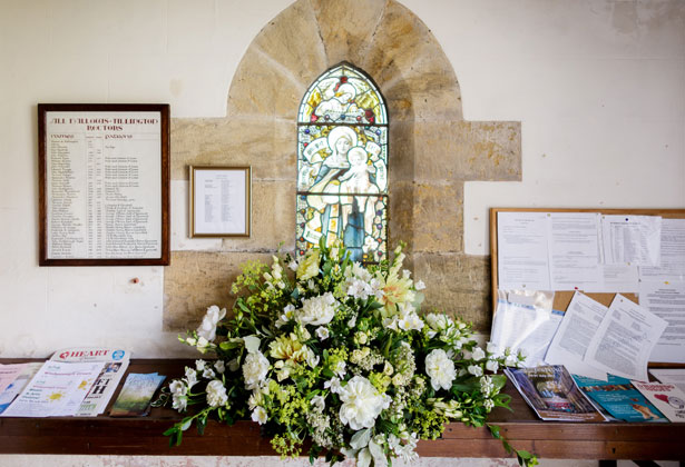 White and yellow flora decoration for the church 