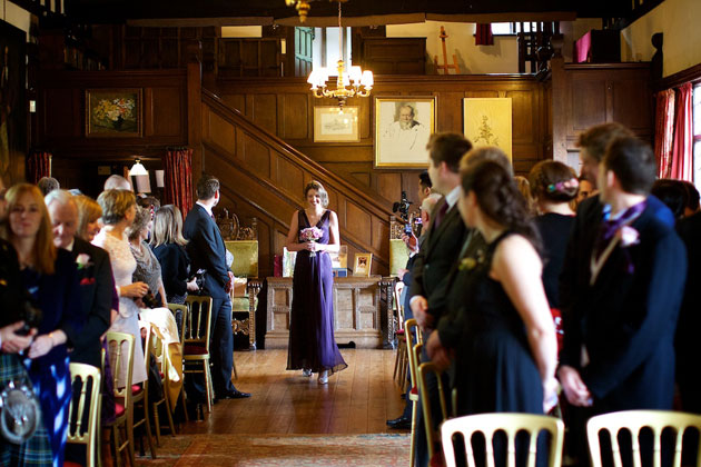 Bridesmaid walking down the aisle 