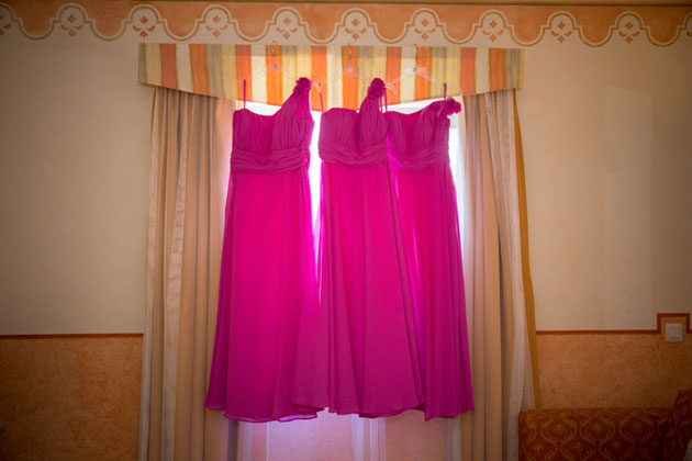 Asymmetric pink bridesmaid dresses      