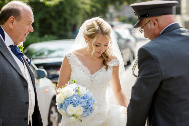 The bride arriving at the venue   