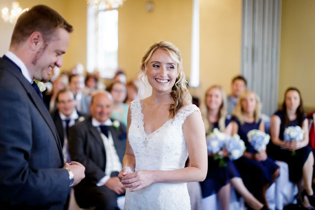 Bride and groom exchanging vows