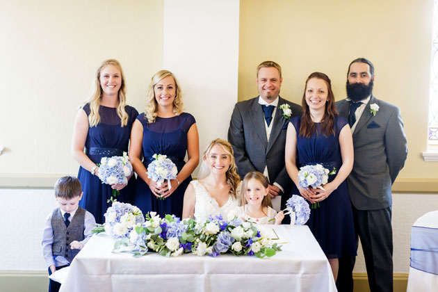 The newlyweds with their bridesmaids and groomsmen