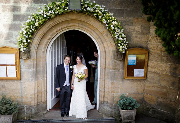 The newlyweds outside the church 