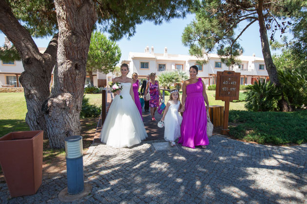 The bride and the bridal party en-route to the ceremony 