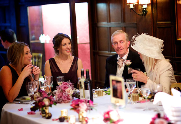 Bridesmaids and guests enjoying the reception 