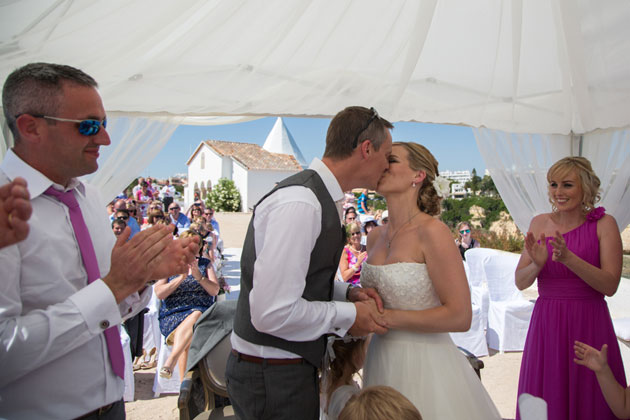 The first kiss as husband and wife