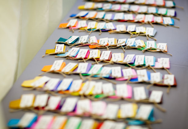 Multi coloured place cards 