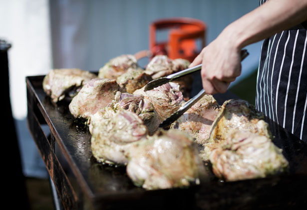 Barbeque during the cocktail hour       