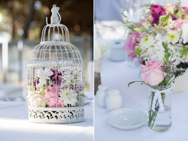 Bird cage and small vase table decoration  