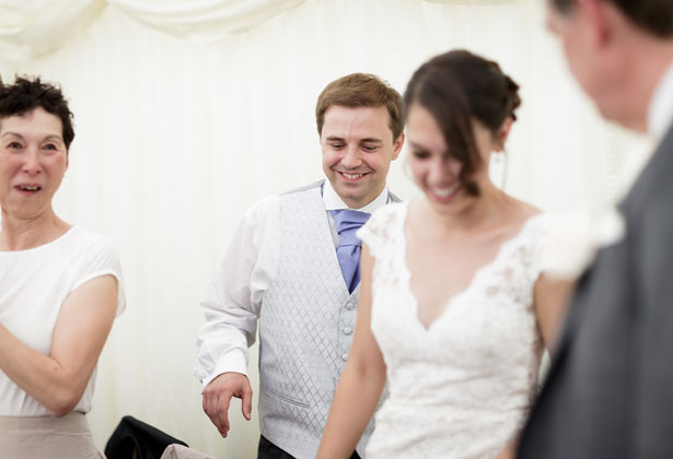 The bride and groom taking their seats     