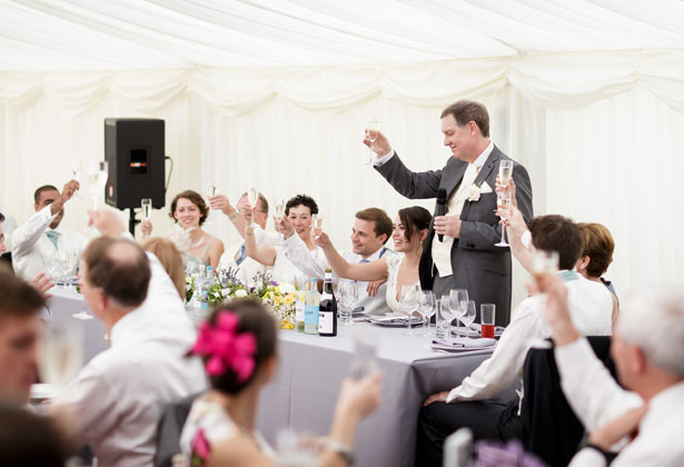 Father of the bride toasting the marriage 