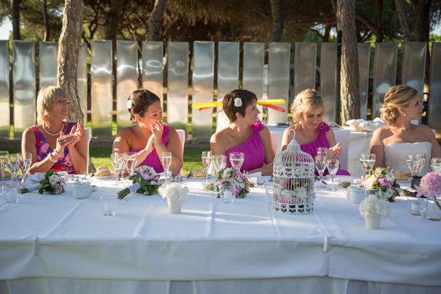 The bridesmaids enjoying the speeches 