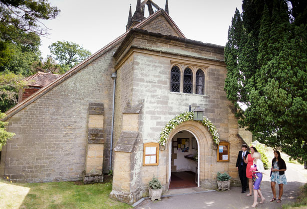 Wedding ceremony at All Hallows Church, Tillington, West Sussex