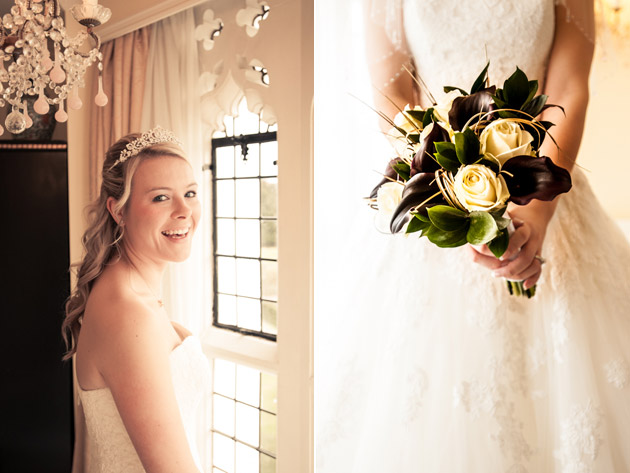 Bride Smiling, Bridal Gown and Bouquet