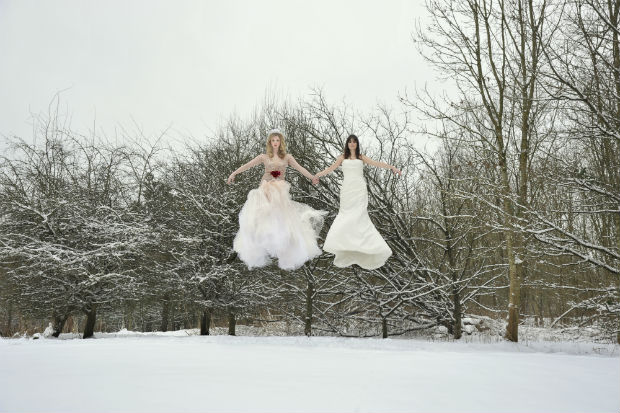 Brides in forest by Halo and Hobby