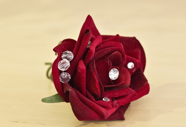 Budding Sensations Artificial Red Rose Corsage