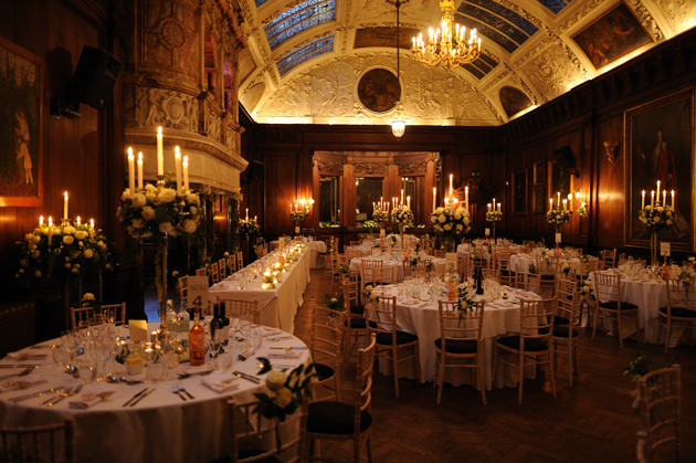 Lucy and Stevie's Real Wedding venue by candle light| Confetti.co.uk