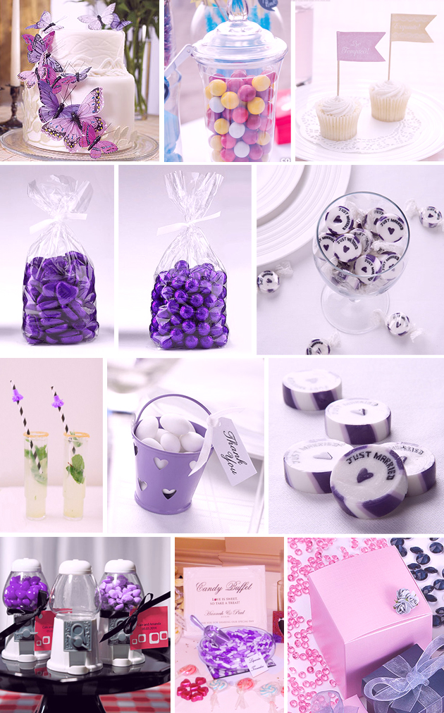 Purple Sweets and wedding favour chocolates