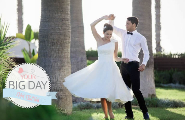 Dancing bride and groom