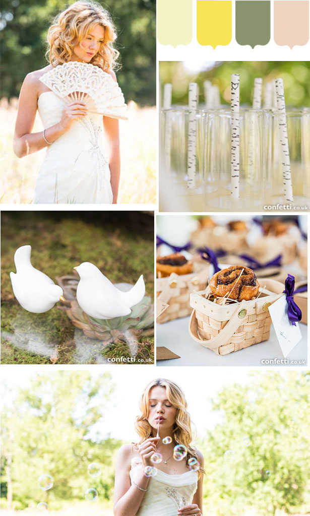 Yellow and green spring wedding inspiration mood board 