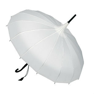 White Edwardian style wedding umbrella