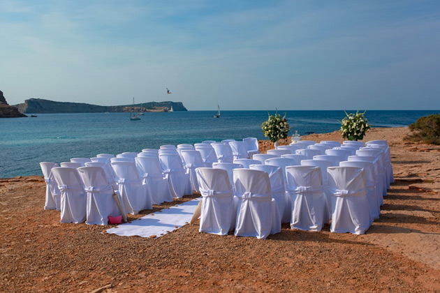 Wedding ceremony at Playa De Comte, Ibiza.