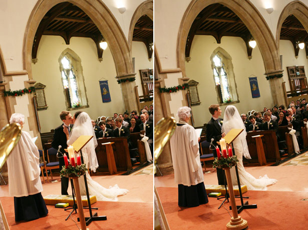 The first kiss as husband and wife