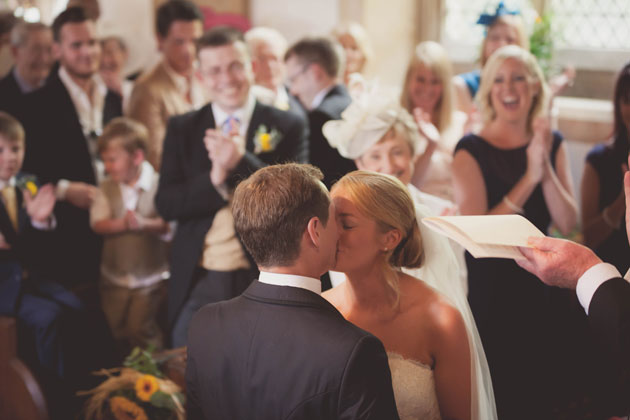 The first kiss as husband and wife 