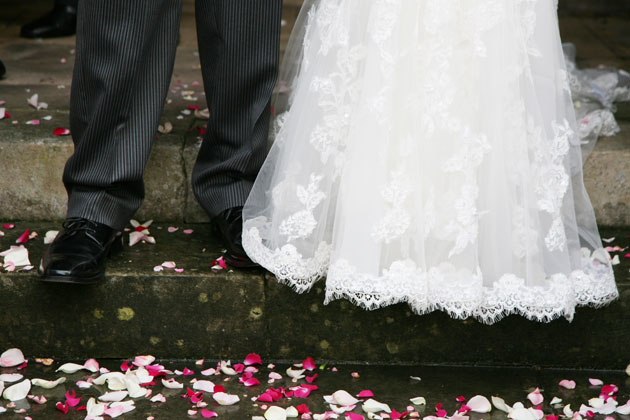 Pink rose petal confetti