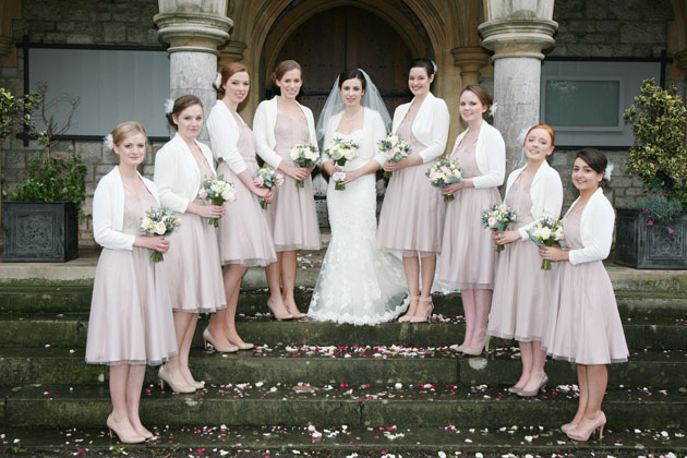 Bride with her bridesmaids