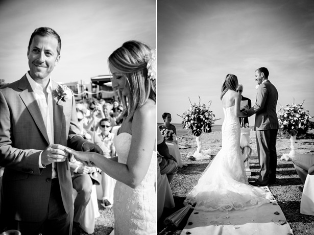  The happy couple exchanging wedding rings 