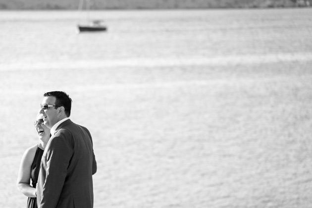 Wedding guests enjoying the sea view 