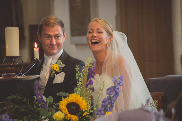 The bride and groom enjoying the ceremony 