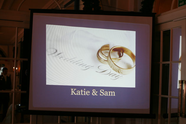 Projected Katie and Sam wedding message     