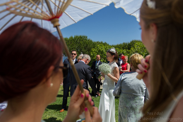 Wedding guest with a parasol      