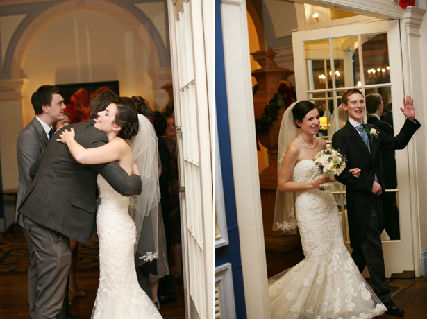 The receiving line and the newlyweds making an entrance      