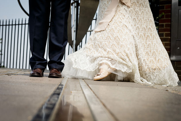 The bride and groom at the Royal observatory, London  