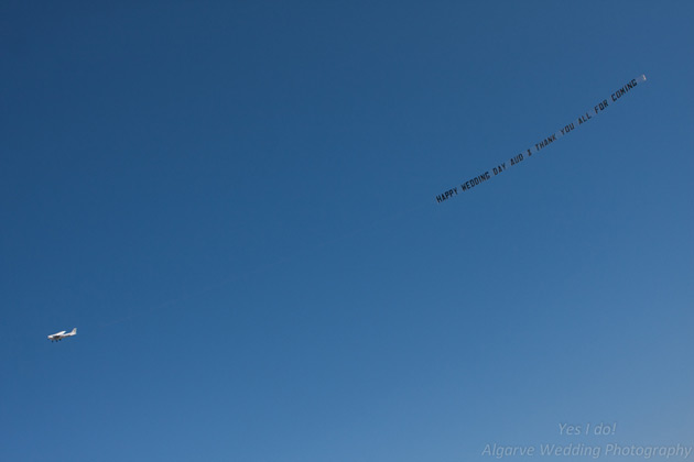 Message in the sky for the bride          