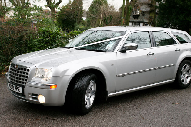 Silver wedding car   