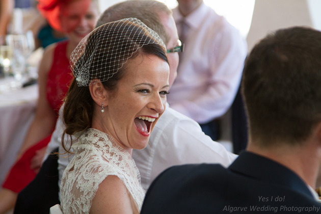 The bride enjoying the reception 